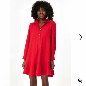 POMANDER PLACE CREPE CALLAHAN SHIRT RED DRESS SIZE XXL